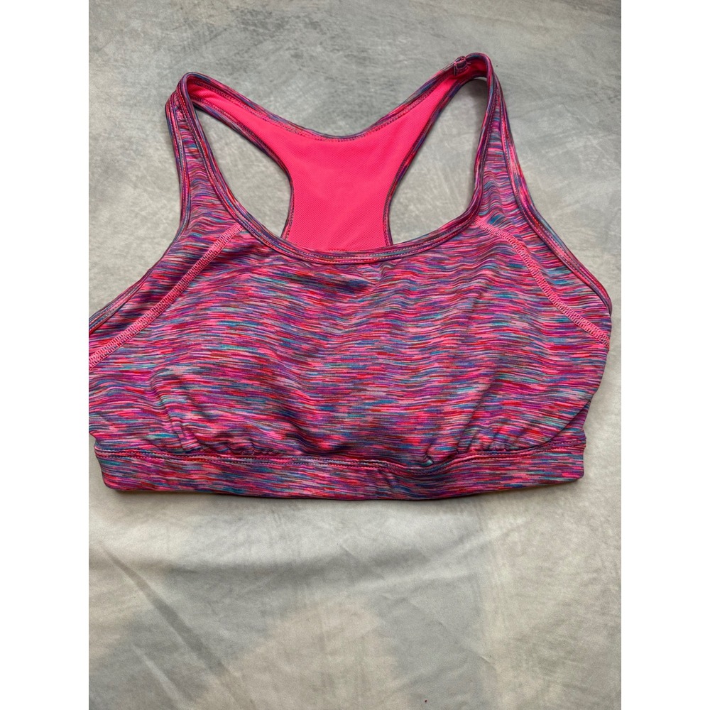 Xersion Womens Space Dye Racerback Sports Bra Pink Purple Blue Size Medium